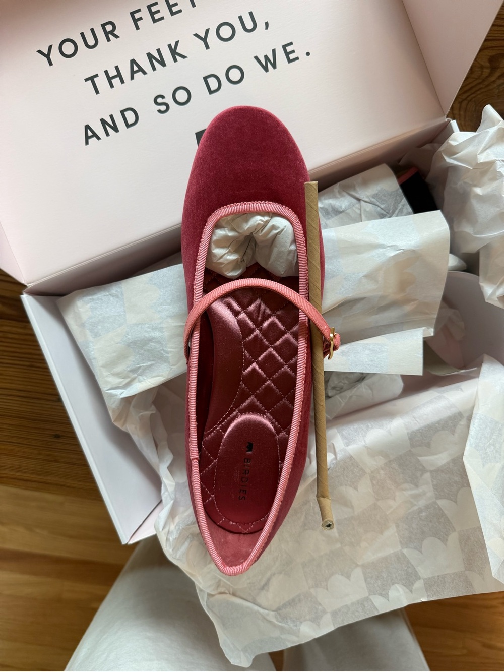 Birdies Cognac Velvet Mary Jane with Coral Pink Trim - Picture 4 of 8